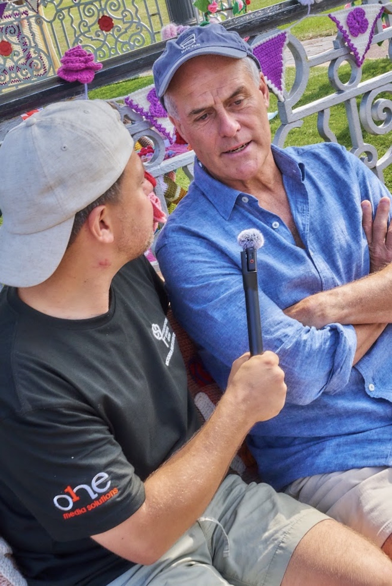 Seen In Southport recording an interview with a guest in Southport